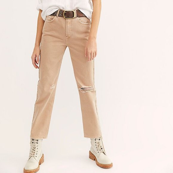 Free‎ People Dakota Straight leg jeans in khaki - Picture 1 of 6